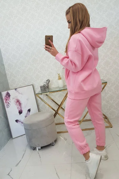 Zateplený růžový set s mikinou a kalhotami K-Fashion