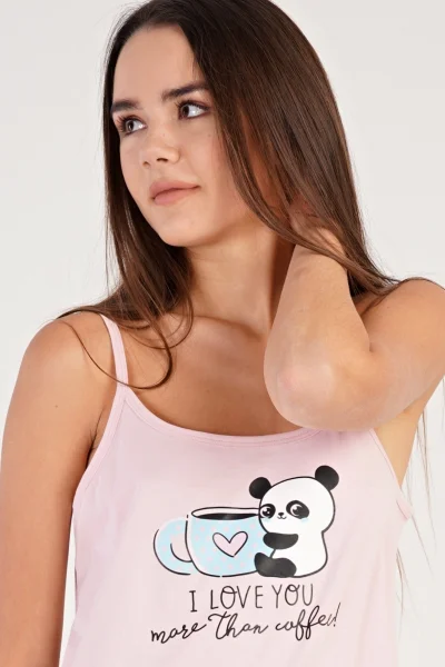 Kávová pohoda - Dámská noční košilka s pandou