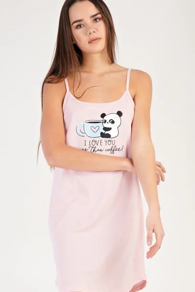 Kávová pohoda - Dámská noční košilka s pandou