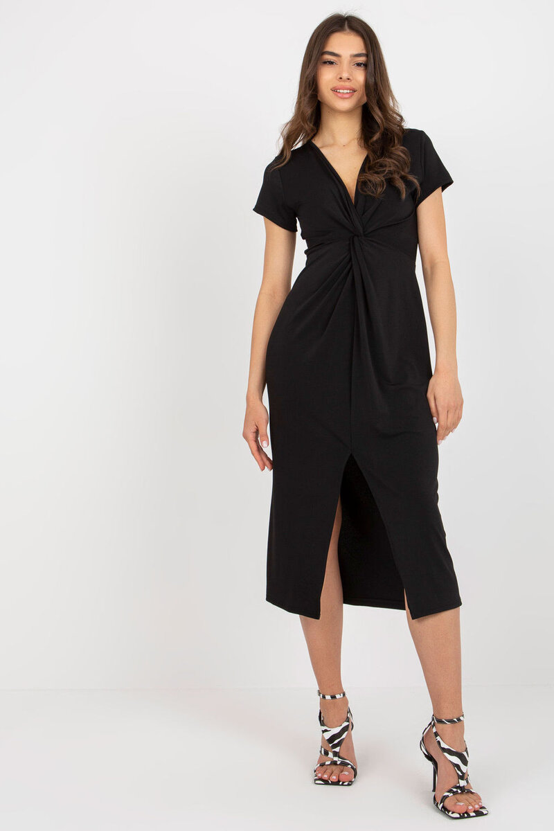 Černé dámské šaty V-ýstřih - Elegantní kolekce FPrice, one size i10_P64898_2:416_