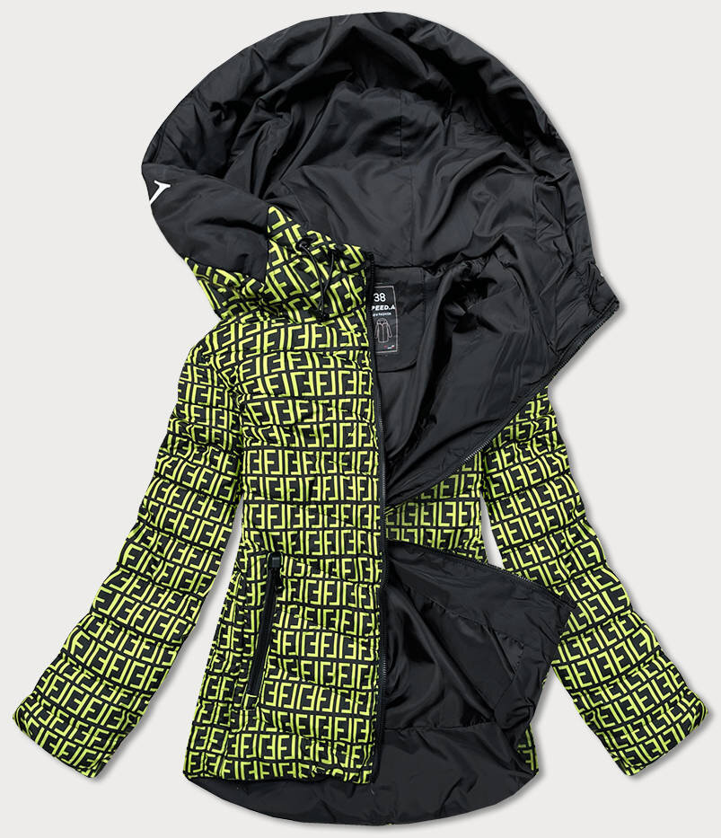 Černo-zelená dámská vzorovaná bunda 6D0VJ1 SPEED.A, odcienie zieleni XL (42) i392_19323-53
