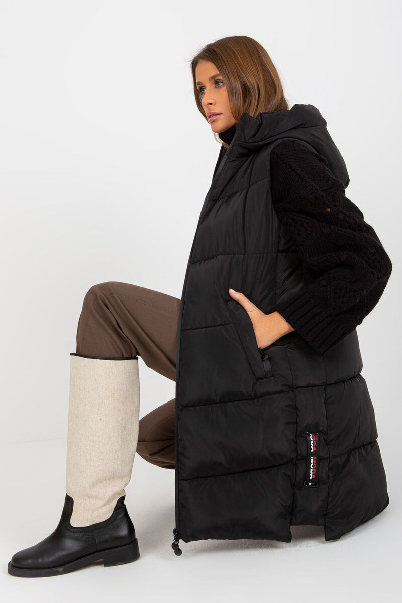 Zimní péřová dámská vesta s kapucí NM, s i240_188831_2:S