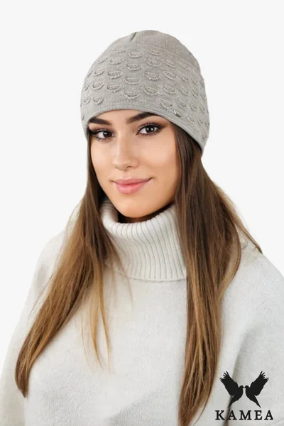 Kamea Glamour beanie s třpytem - tmavě béžová čepice