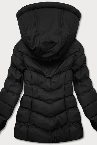 Černá péřová dámská bunda na zimu s kapucí od J.STYLE