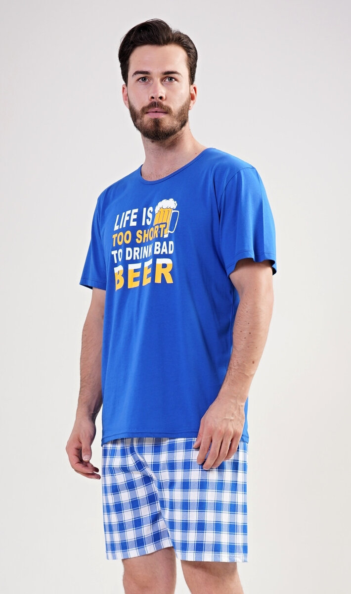 Pyžamo pro muže šortky Life is beer Gazzaz, modrá XL i232_9053_55455957:modrá XL