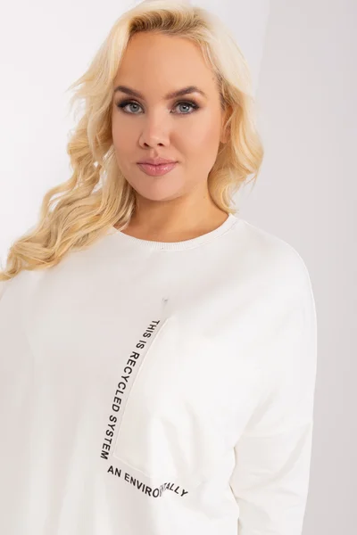 Dámská ecru plus size halenka s kulatým výstřihem Fashionhunters