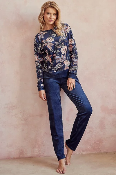 Květinové velurové pyžamo pro ženy Taro Luna S-XL