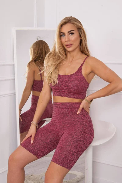 Dámský růžový sportovní set top + legíny K-Fashion