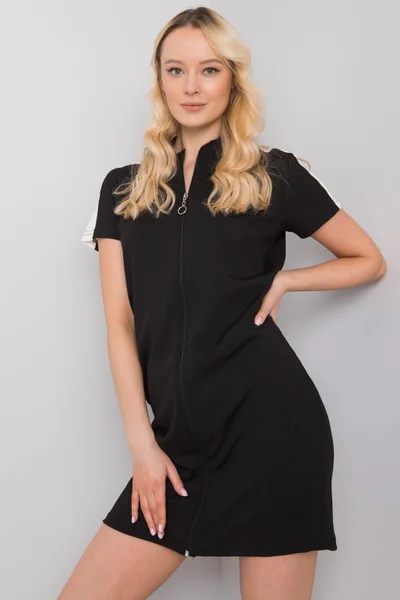 Dámské RUE PARIS Černé šaty s krátkým rukávem FPrice