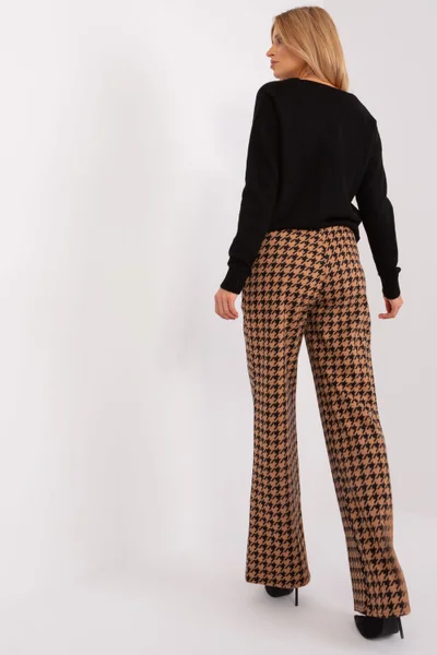 Vysokopasové široké kalhoty s peplitovým vzorem