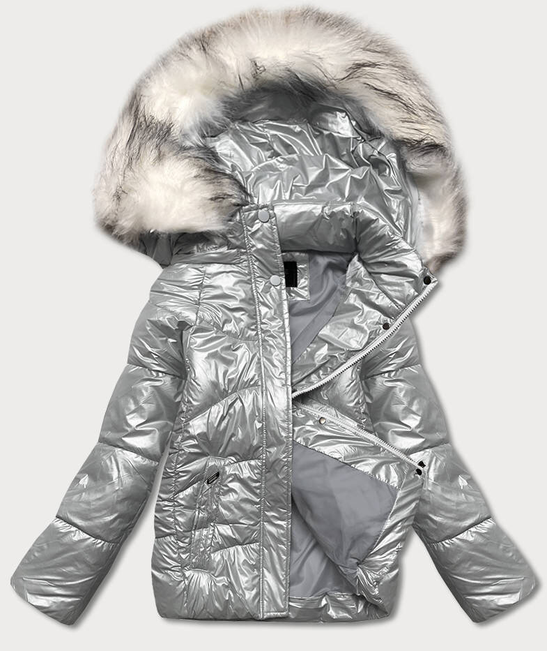 Šedá bunda na zimu s odepínatelnou kapucí J.STYLE, odcienie szarości L (40) i392_20821-49