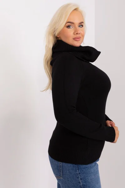 Černý plus size dámský svetr s viskózou
