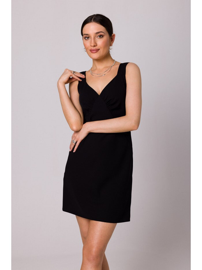 Černé mini šaty bez ramínek - elegantní model od Makoveru, EU S i529_4786201217255079948