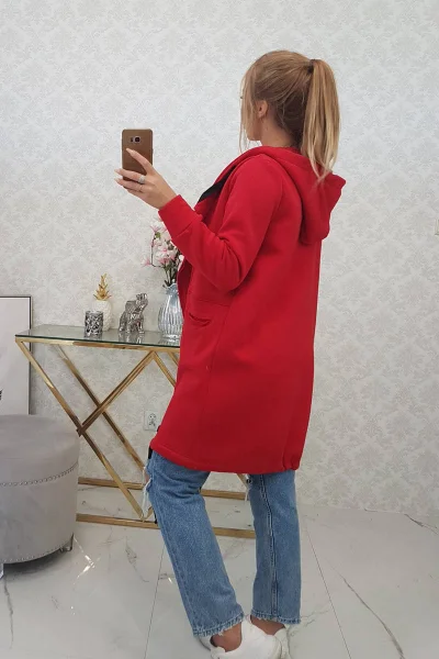 Červená dámská zateplená bunda s kapucí K-Fashion