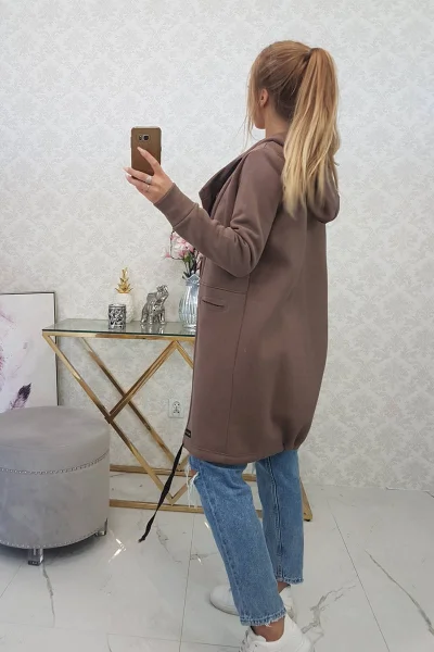 Dámská zimní bunda mocca s kapucí K-Fashion