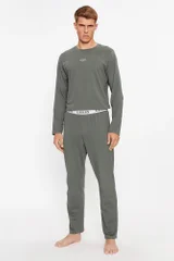Mužské šedé pyžamo s logem Guess - dlouhý rukáv a kalhoty