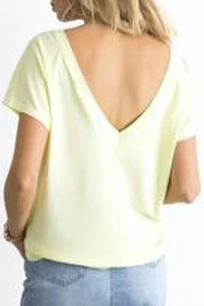 Dámské tričko se zadním výstřihem ve světle žluté barvě FPrice