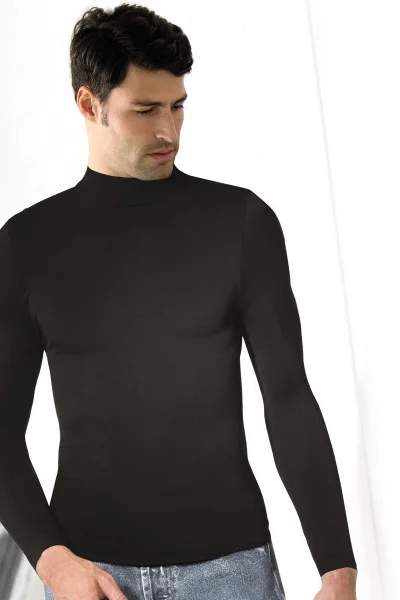Černé pánské bezešvé triko s dlouhým rukávem - Mikrovlákno ComfortFit