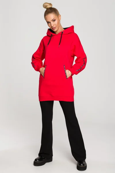 Červená dámská mikina s kapucí - Emoční styl Moe