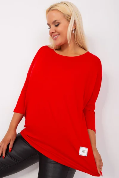Červená bavlněná dámská halenka plus size - Letní návrh