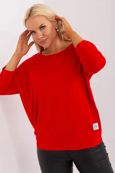 Červená bavlněná dámská halenka plus size - Letní návrh