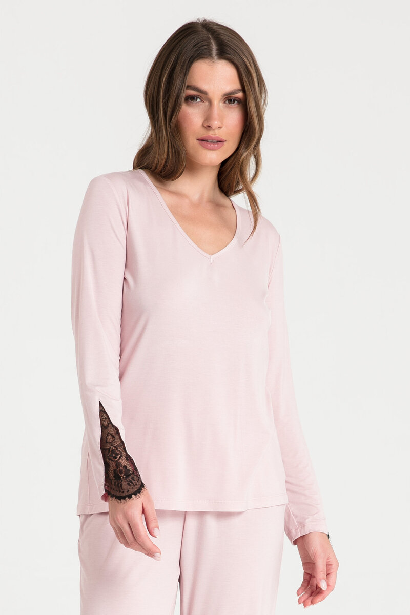 Krajkový pyžamový top v pudrově růžové barvě, pudrovo-růžová XL i10_P67219_1:1273_2:93_