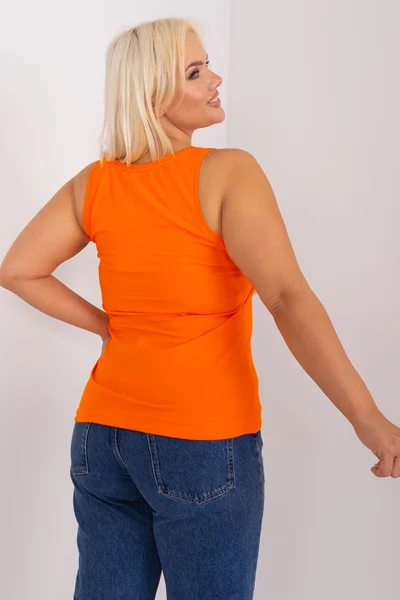 Oranžový potiskovaný dámský top plus size FPrice