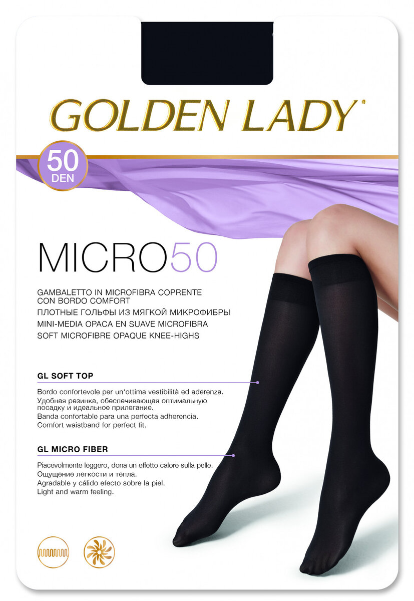 Podkolenky Golden Lady Micro se širokým lemem, nero/černá Univerzální i384_17916861