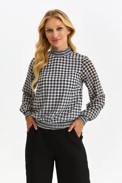 Elegantní černo-bílá blůza s peplum vzorem - Top Secret