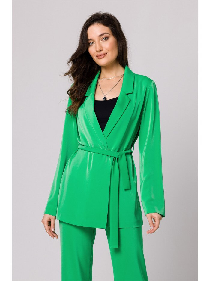 Zelená bunda pro ženy s páskem - moderní střih od Makoveru, EU XXL i529_2017966195946407681
