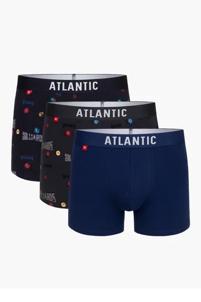 Mužské bavlněné kalhotky Atlantic 3v1 v grafitové - tmavě modré a granátové barvě