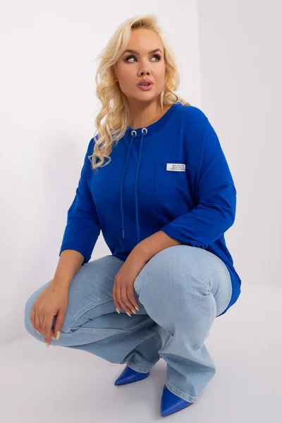 Fashionhunters Plus Size Modrá Halenka Volného Střihu