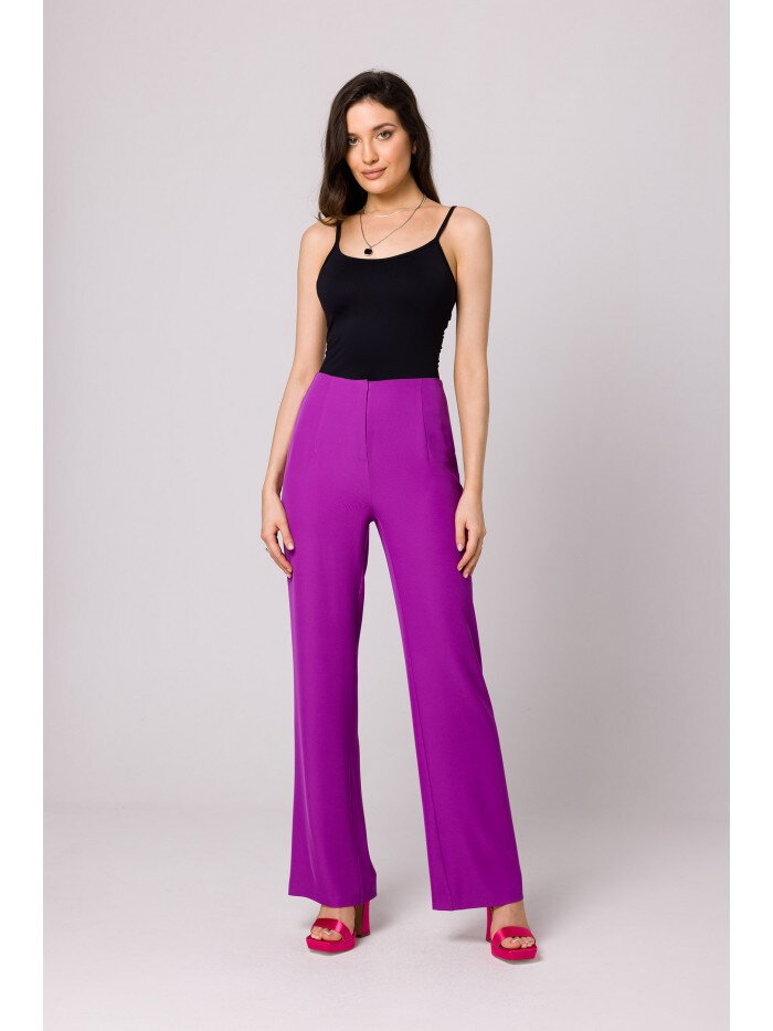 Lesklé bootcut kalhoty s vysokým pasem - Lavender Dream, EU XL i529_4261390271126535680