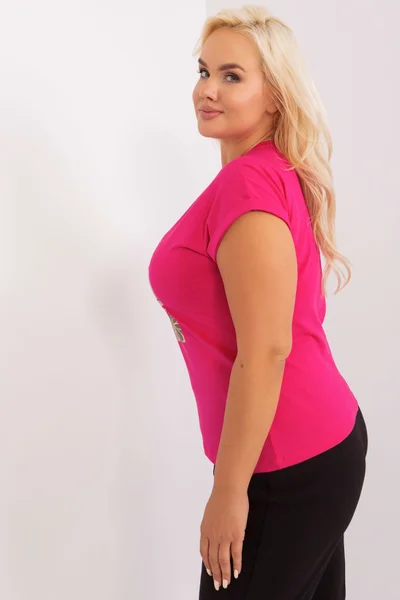 Růžová plus size dámská halenka s krátkými rukávy