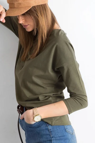 Dámská Halenka Khaki 3/4 Rukávy Fashionhunters