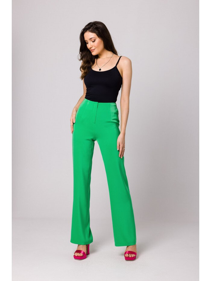 Zelené dámské kalhoty s vysokým pasem - elegantní bootcut design od Makoveru, EU L i529_2342435860564182341
