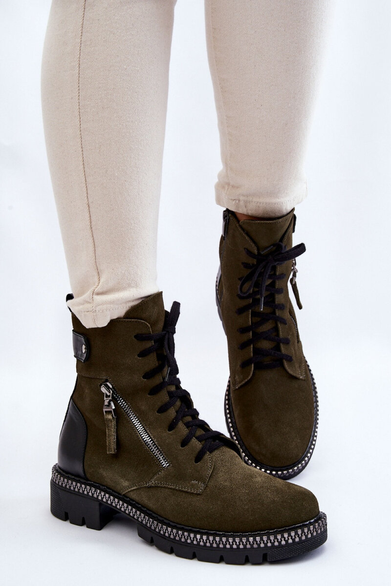Kvalitní dámské kožené boty s zipem a šněrováním, 39 i240_174148_2:39