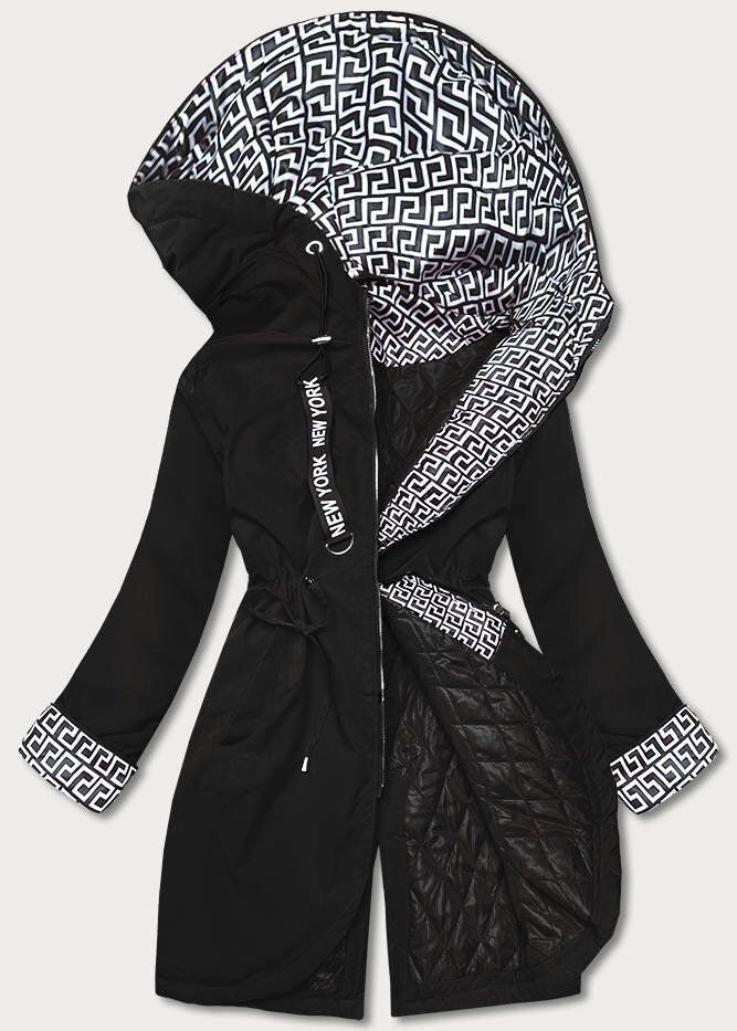 Černá bunda pro ženy parka s kapucí 13E SWEST, odcienie czerni 52 i392_21564-29