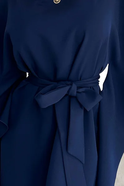 Dámské šaty s vázáním v pase Numoco  tmavě modré