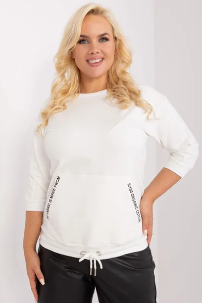 Ecru dámská bavlněná halenka plus size - Fashionhunters