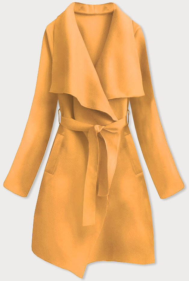 Žlutý dámský minimalistický kabát 5R4 MADE IN ITALY, odcienie żółtego ONE SIZE i392_20076-50