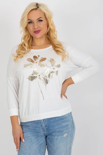 Ecru plus size halenka s potiskem Fashionhunters