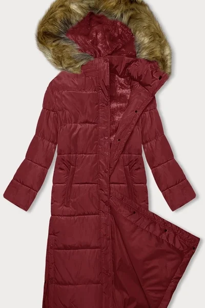 Červená bunda na zimu s kapucí a kožešinou MELA WINTER