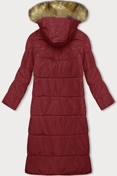 Červená bunda na zimu s kapucí a kožešinou MELA WINTER