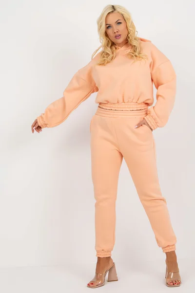 Plus Size Peach Tepláková Souprava s Mikinou Fashionhunters