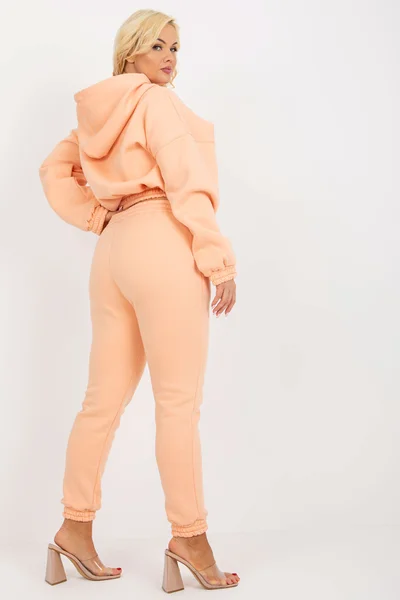 Plus Size Peach Tepláková Souprava s Mikinou Fashionhunters