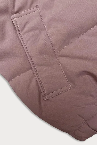 Růžová péřová bunda s odepínací kapucí pro ženy Jemný dotek tepla