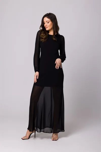 Černé šifonové šaty s otevřenými zády - Elegantní kousek od Makoveru