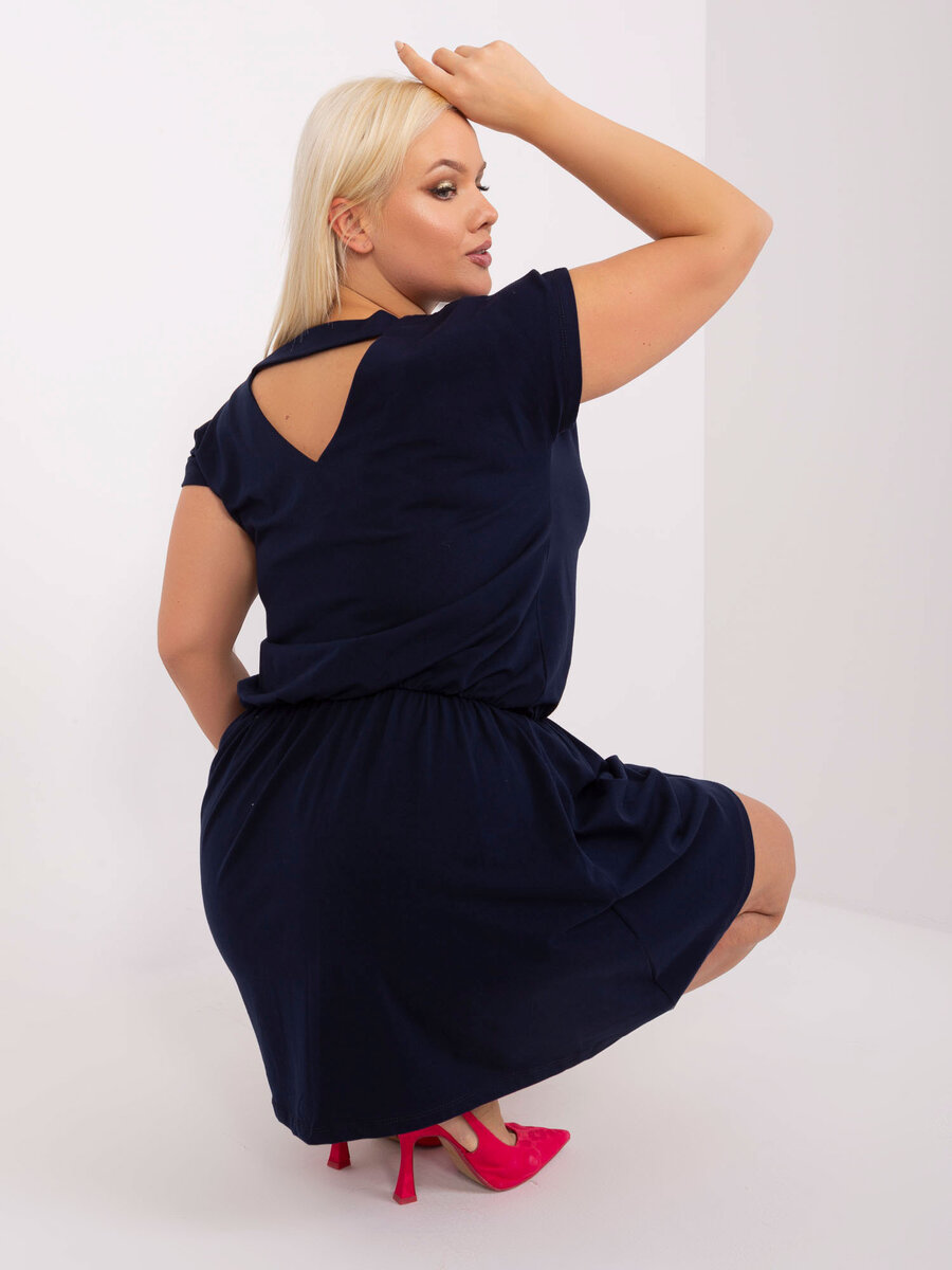 Modré plus size šaty s elastickým pasem - Námořnický styl, L i523_2016103429783