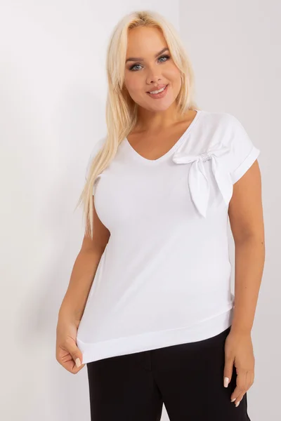 Výstřih do V bílá plus size dámská halenka FPrice